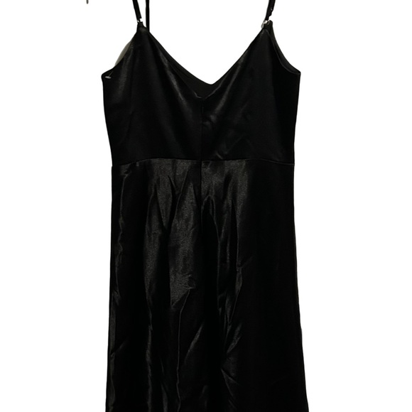 Birdy Grey Black Satin Maxi Dress Straps V Neck size S - Picture 5 of 12